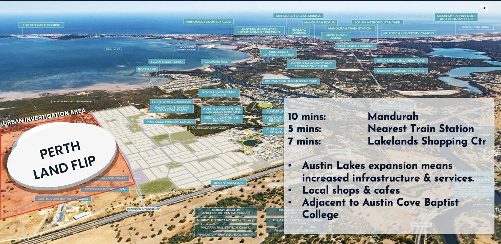 Aerial location map of the Perth Land Flip project site